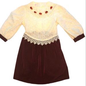 Rose Cottage vintage velvet and lace dress‎